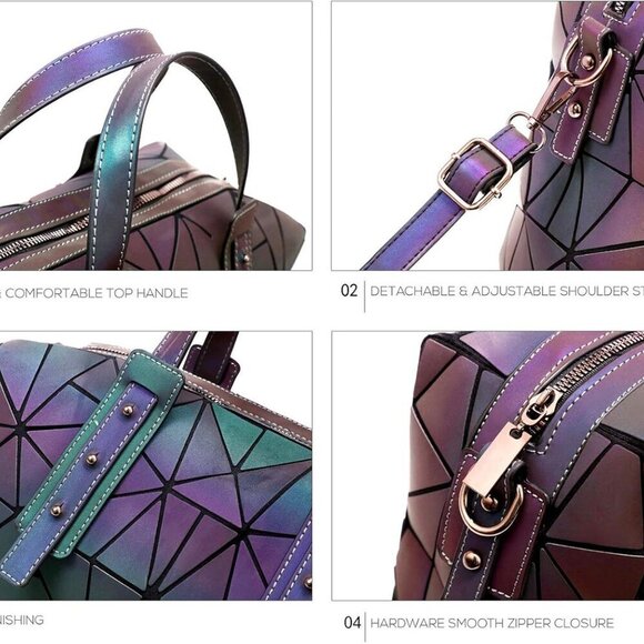 Geometric Luminous Purses Handbags Holographic Crossbody Shoulder Bag - Picture 4 of 9